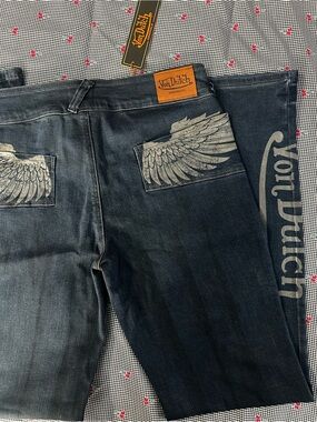 Von Dutch Dark Blue Jeans with Wing Pocket Graphics